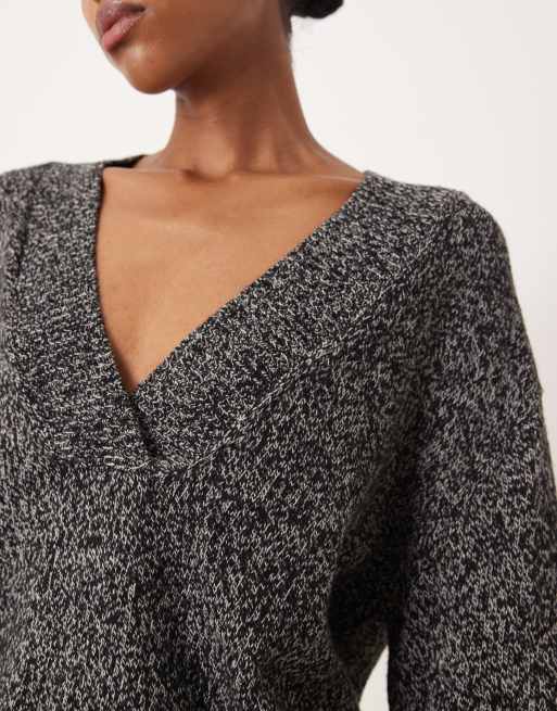 Mango - Maglione sale e pepe con scollo a V, 4 di 4