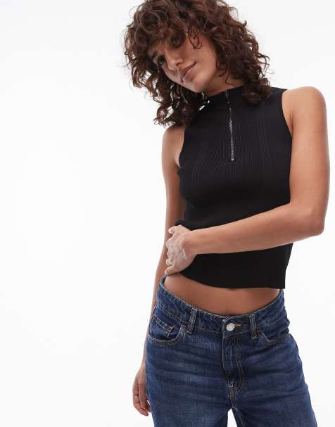 Mango - Maglione senza maniche nero con zip corta - view 1