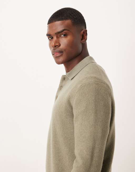 Mango - Maglione stile polo lavorato color verde chiaro con intaglio sul collo, 4 di 5
