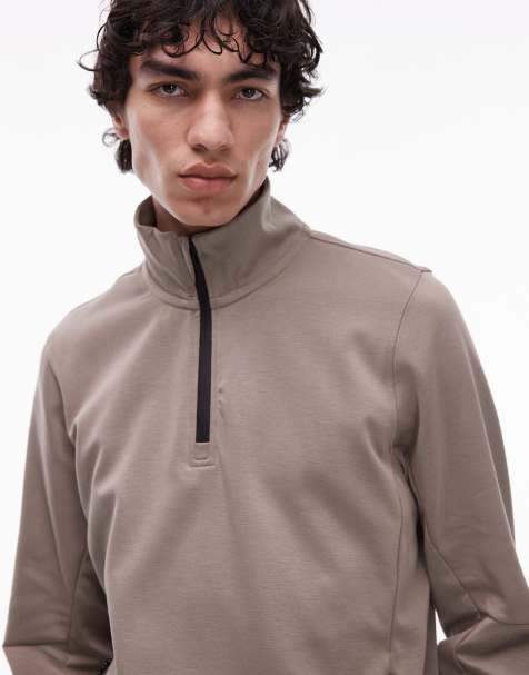 Mango - Maglione tecnico traspirante color cuoio con zip corta - view 1