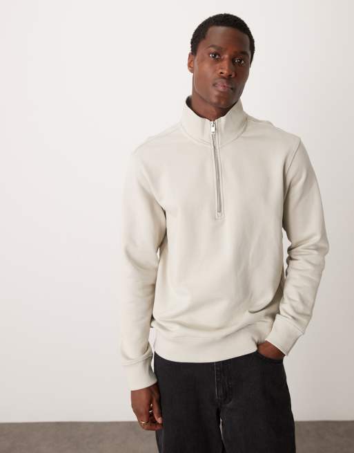 Mango - Maglione tonalità naturale con zip corta
