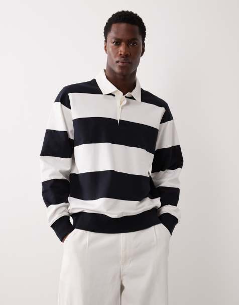 Mango - Maillot de rugby en coton à rayures - Noir et blanc - view 1