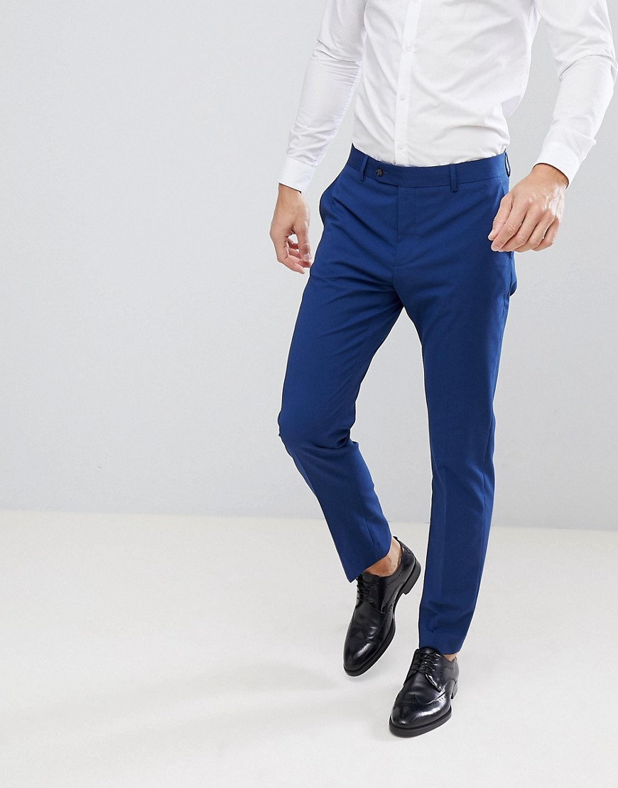 Mango Man - Pantaloni da abito slim blu navy