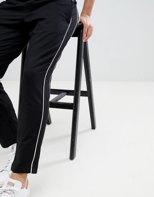 Black trousers with cheap white stripe mens