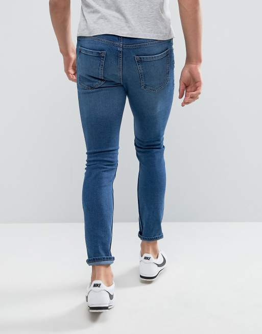 Mango Man Skinny Jeans In Mid Wash Blue ASOS