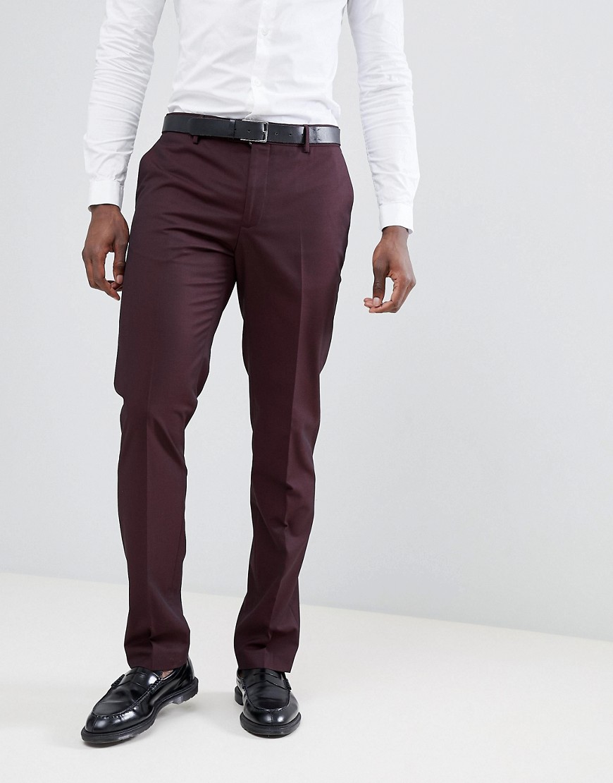Mango Man Suit Trousers In Burgundy-Red