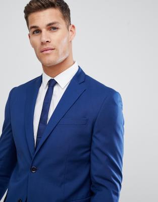 Mango Man Veste de costume cintr e Bleu marine ASOS