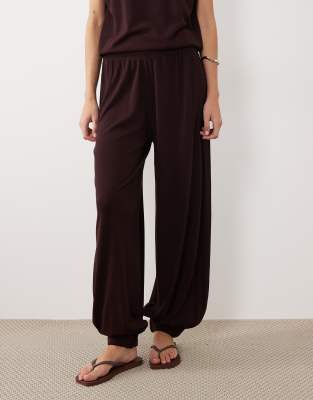 Mango Manis Wide Leg Cuffed Pants In Red