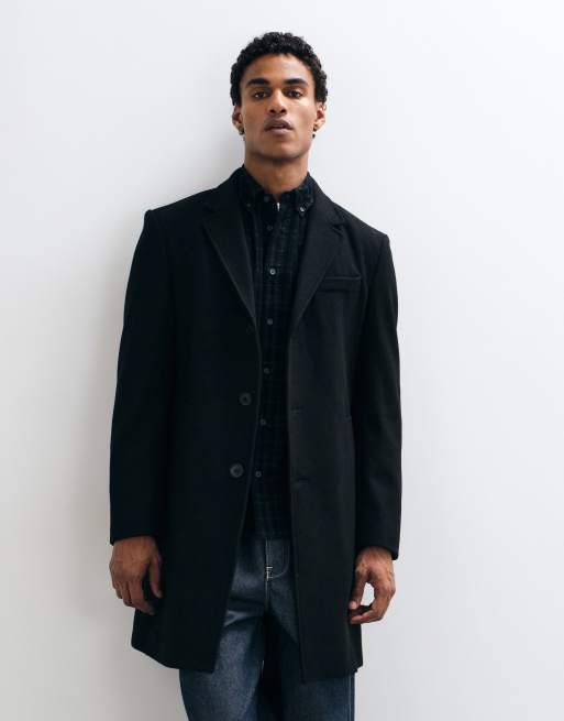 Mango manteau classique ajusté en mélange de laine noir, 2 de 5