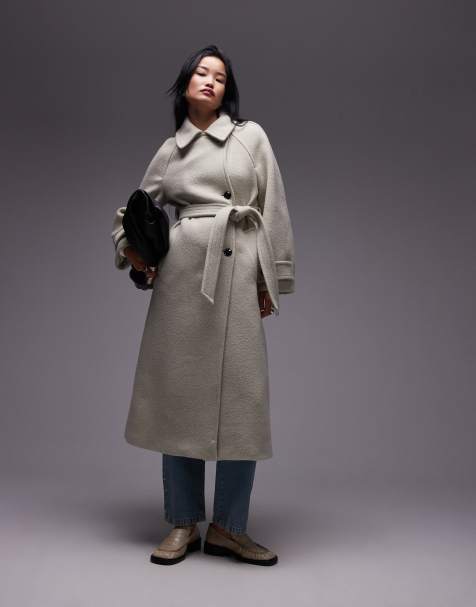 Mango - Manteau en laine noué à la taille - Vert clair - view 1