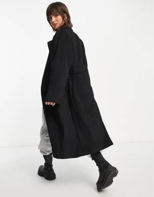 manteau noir oversize mango