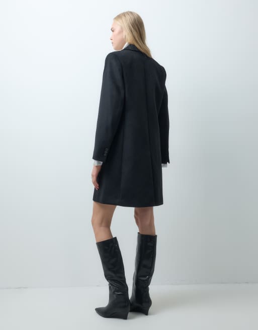 Mango Mantel aus Wollmix mit tailliertem Schnitt in Schwarz, 4 von 4