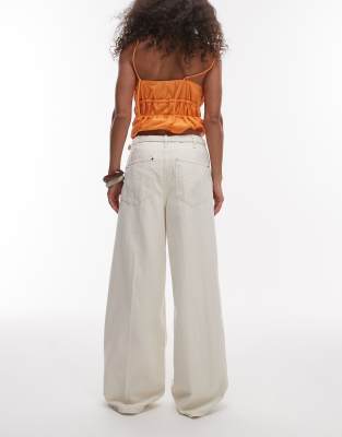 Mango Mara Belted Straight Leg Jeans In White