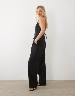 Mango Marga Tailored Straight Pants In Black