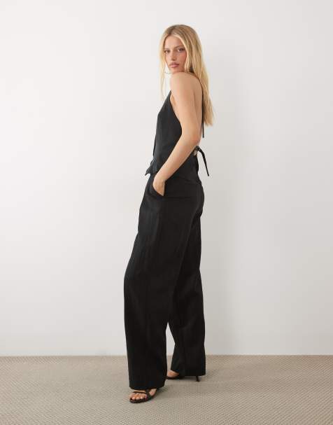 Mango Marga tailored straight trouser co-ord in black - view 1