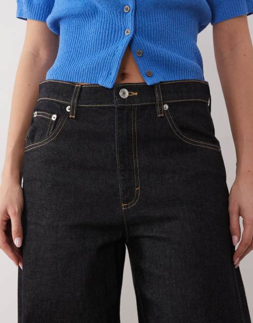 Mango Mari 100% cotton straight jean with contrast stitch in indigo, 5 of 5