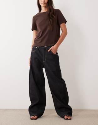 Mango - Mari - Straight Jeans aus 100% Baumwolle in Indigoblau mit Kontrastnaht