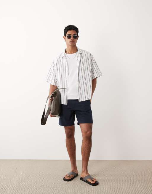 Mango – Marinblå shorts i bomullsmix med dragsko, 2 av 5
