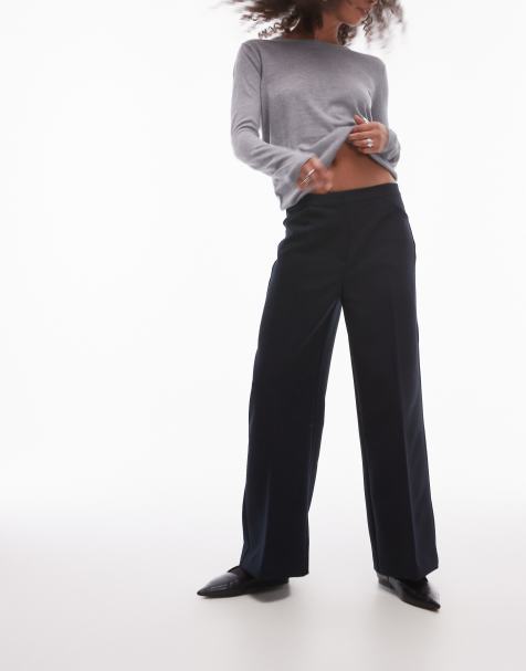 Mango – Marinblå, slouchy, figursydda byxor - view 1
