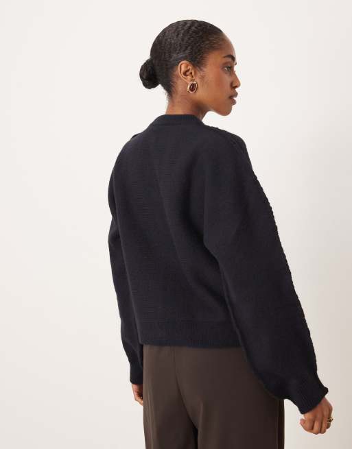 Mango - Marineblå chunky cardigan, 3 af 4