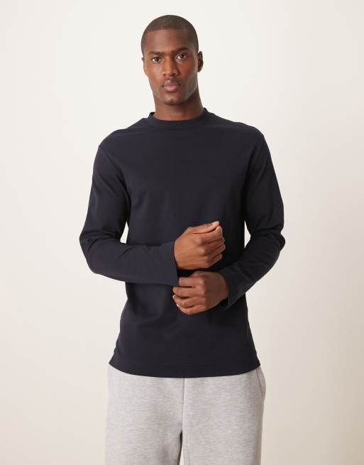Mango - Marineblå langærmet T-shirt i regular fit