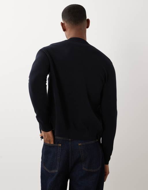 Mango - Marineblå strikket cardigan med høj hals og lynlås, 2 af 5