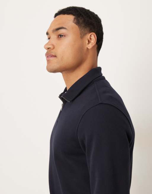 Mango - Marineblå striktrøje med kvart lynlås, 4 af 5
