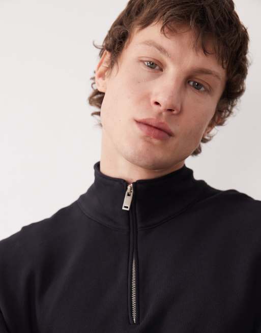 Mango - Marineblå sweatshirt i 100% bomuld med kvart lynlås, 5 af 5