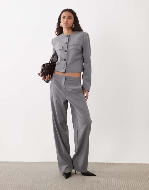Mango Marker ensemble pantalon ajusté gris - view 1