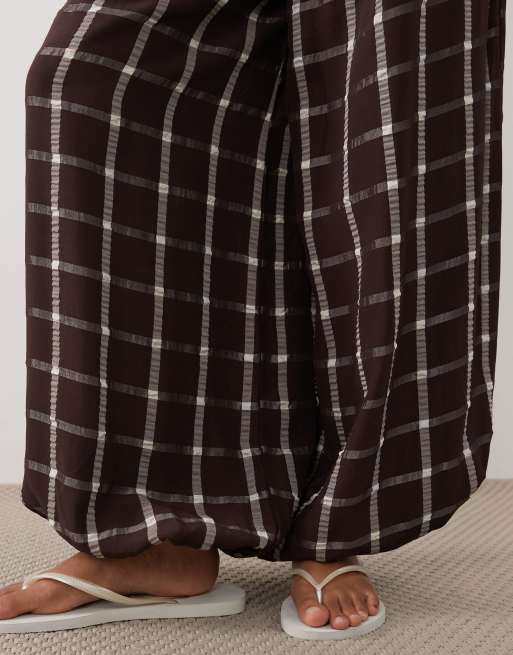 Mango Marmol bubble pants in deep red plaid print - part of a set, 4 of 5