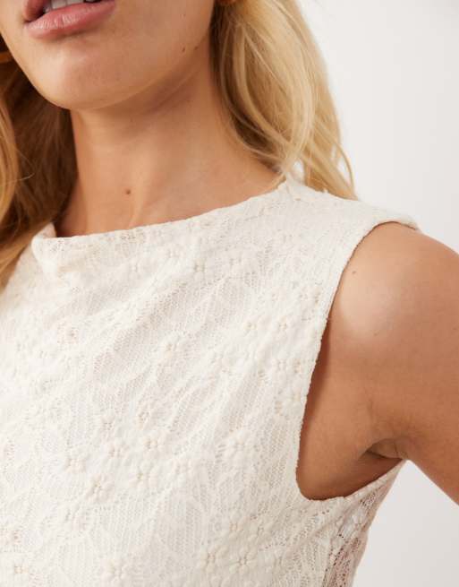 Mango Marta lace sleeveless top co-ord in cream, 4 of 4
