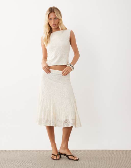 Mango Marta top sans manches en dentelle coordonné en crème, 2 de 4