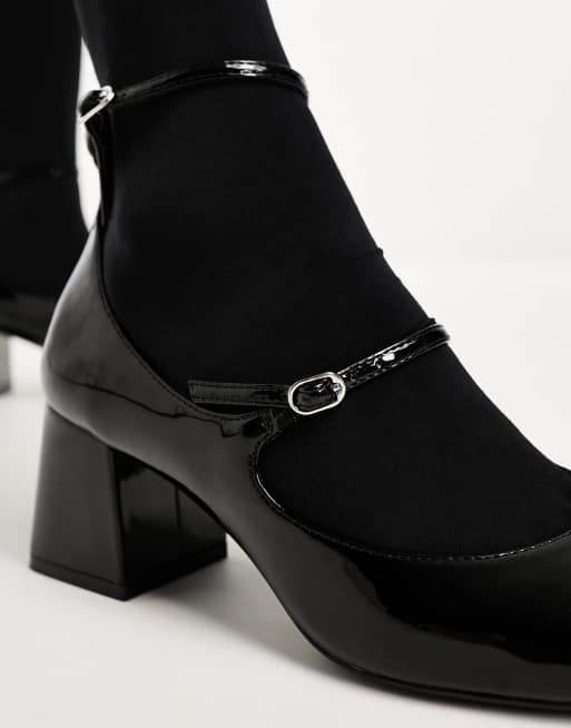 Mango mary jane chunky heel shoe in black