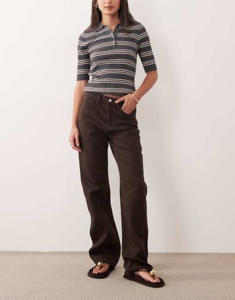 Mango Matilda 100% cotton straight leg jeans in chocolate - view 1