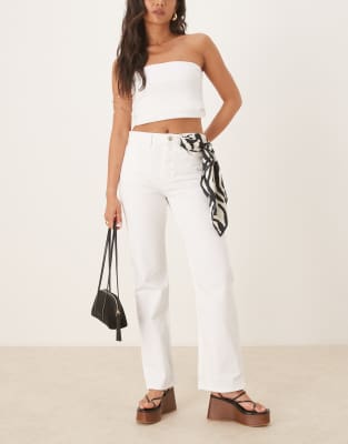 Mango - Matilda - Gerade geschnittene Jeans in Weiß