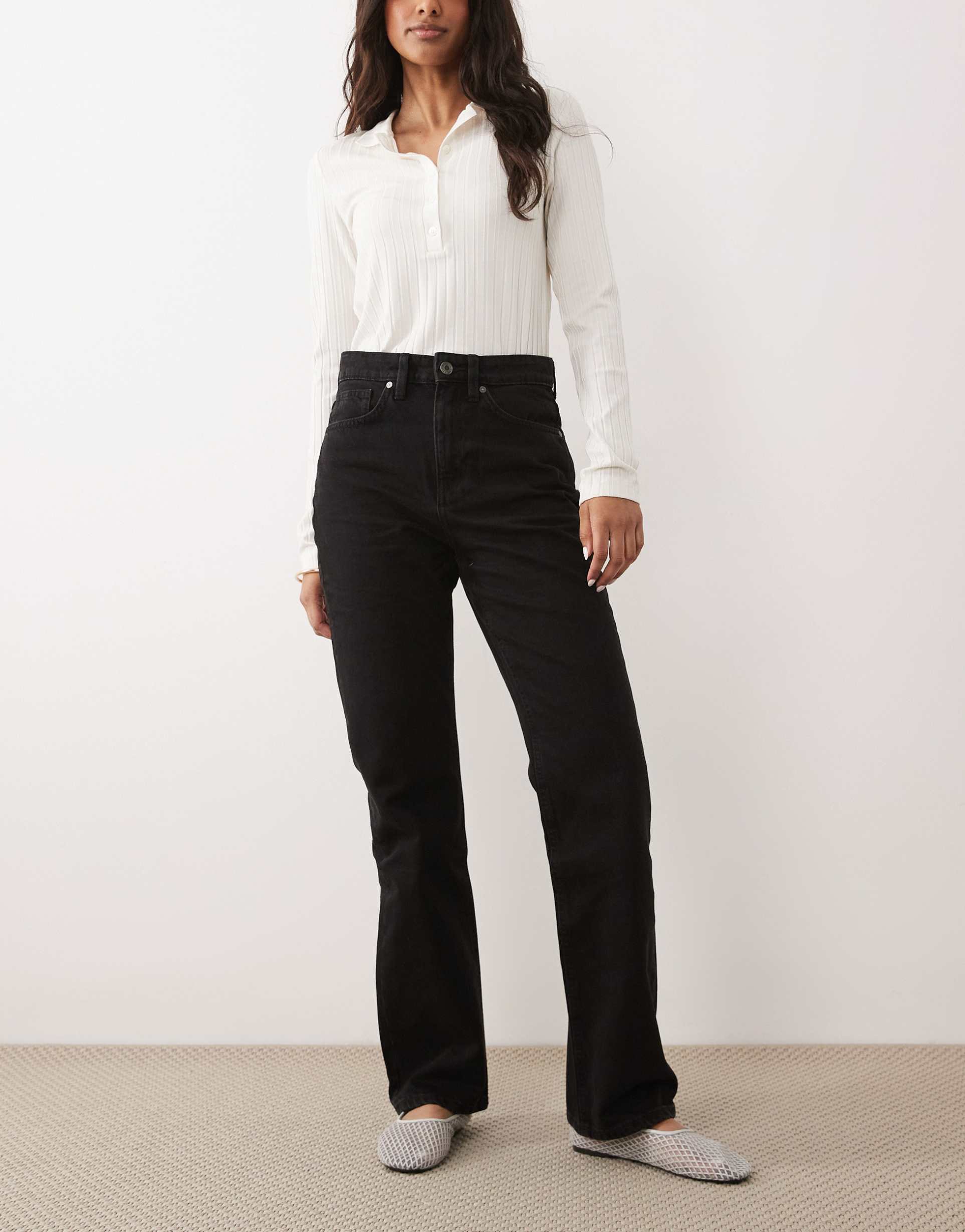 mango matilda straight leg jeans in black