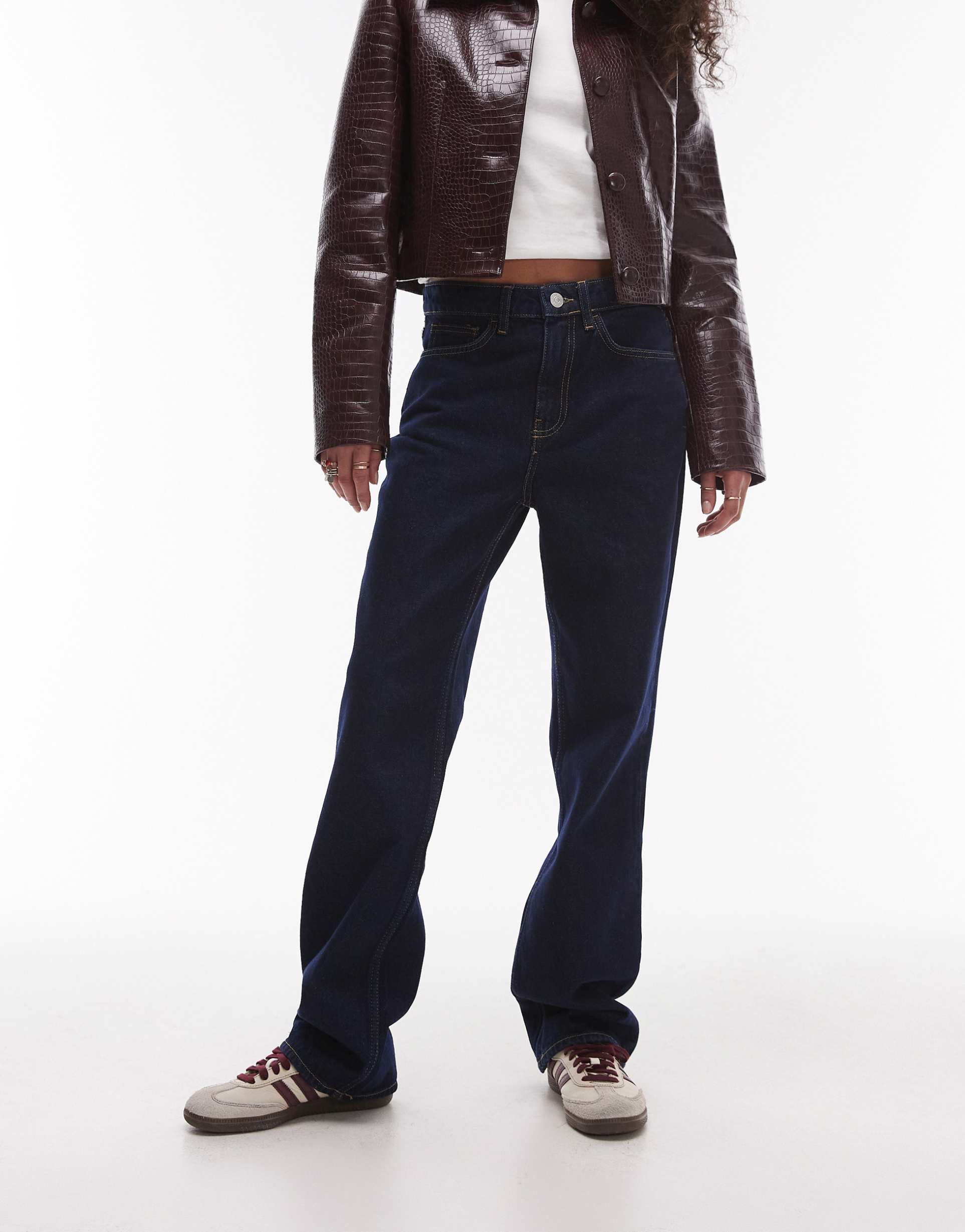 mango matilda straight leg jeans in dark blue