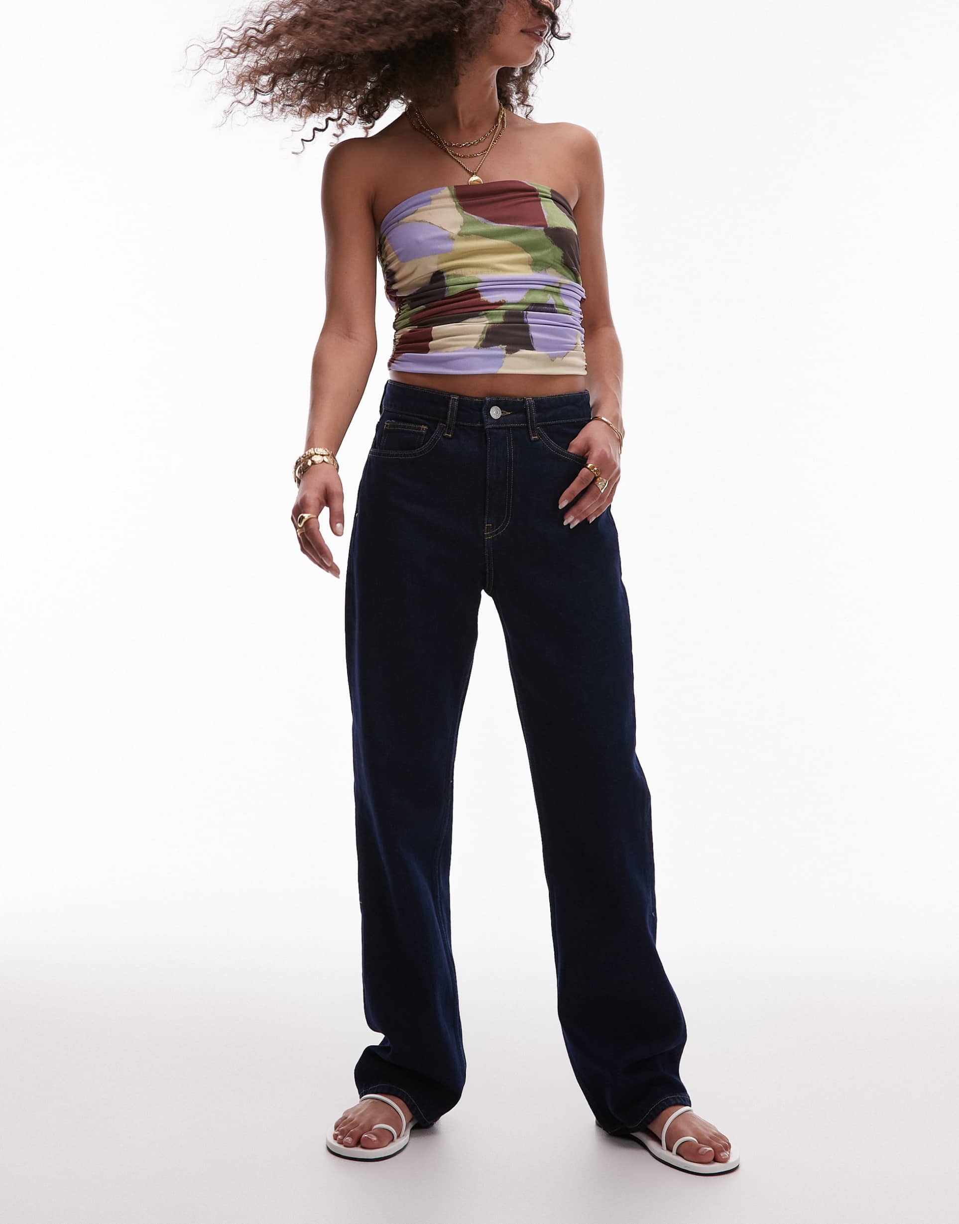 mango matilda straight leg jeans in dark blue