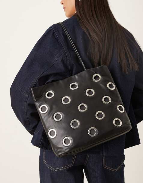 Mango - Maxi borsa nera con occhielli - view 1