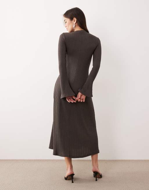 Mango maxi dress with flared sleeves in grey, 4 of 4