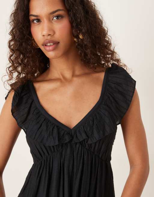 Mango - Maxi-jurk met V-hals en stroken in zwart , 3 van 4