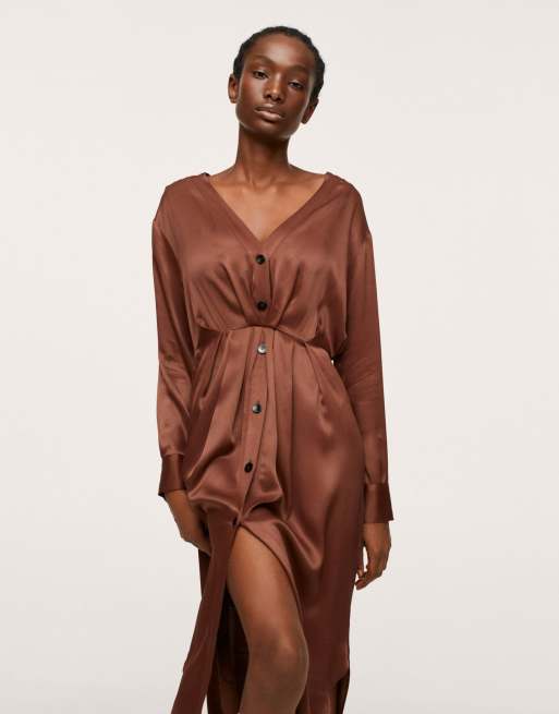 Mango wrapped satin outlet dress