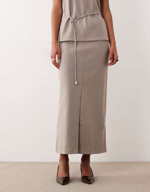 Mango maxi skirt co-ord in brown, 2 of 5