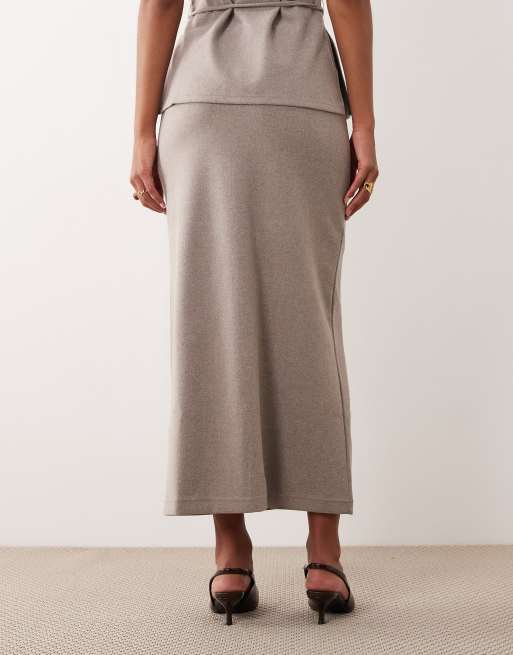 Mango maxi skirt co-ord in brown, 4 of 5