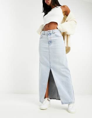 Mango Maxi Skirt In Light Blue In Blue