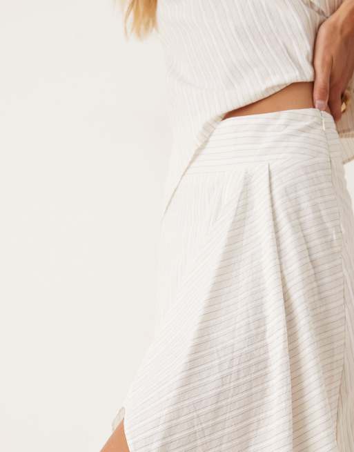 Mango maxi skirt with side split co-ord in tonal stripe, 5 of 5