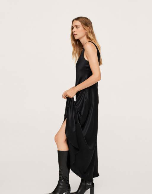 Mango black 2025 satin dress