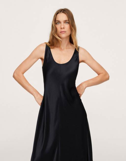 Mango Asun Maxi Slip Dress, Black, 4