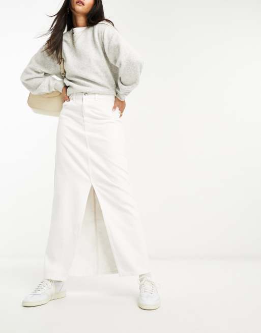 Mango maxi split skirt in white