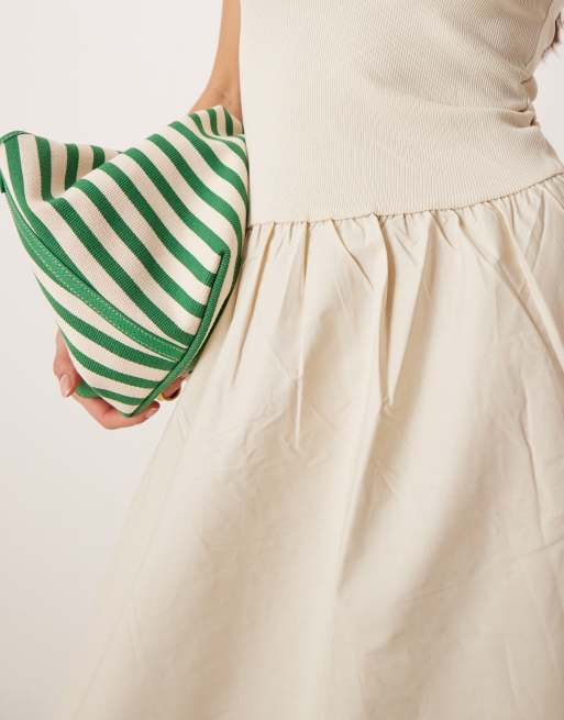 Mango – Maxikleid aus Baumwolle in beige mit tiefer Taille, 3 von 4